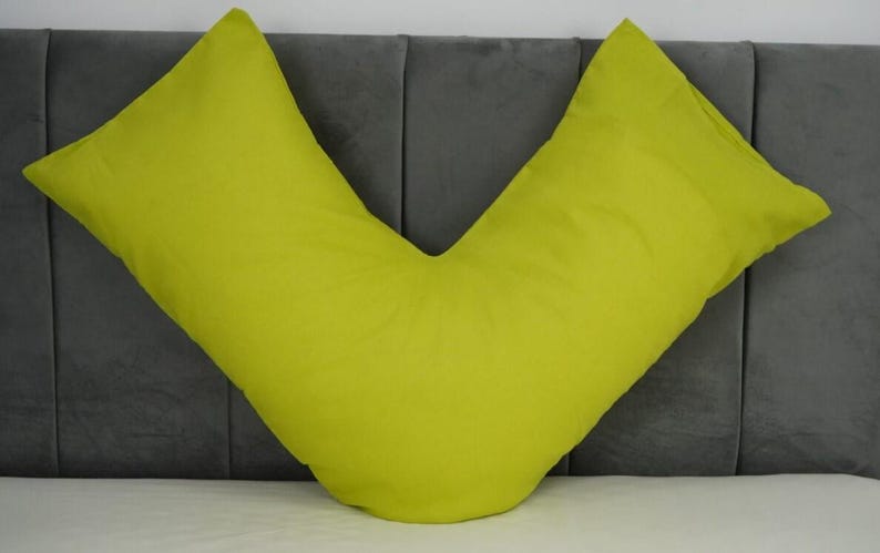V Shaped Pillowcase Orthopedic Maternity Nursing Back Neck Support Pillow Cover 74x34cm Lime Green