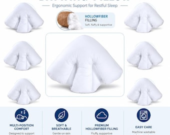 Batwing Pillow Hollowfibre Filled Soft Fluffy Cushion Orthopaedic Head Neck Back Shoulder Support