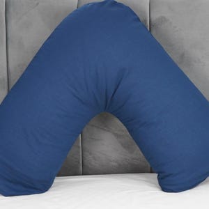 V Shaped Pillowcase Orthopedic Maternity Nursing Back Neck Support Pillow Cover 74x34cm Navy Blue