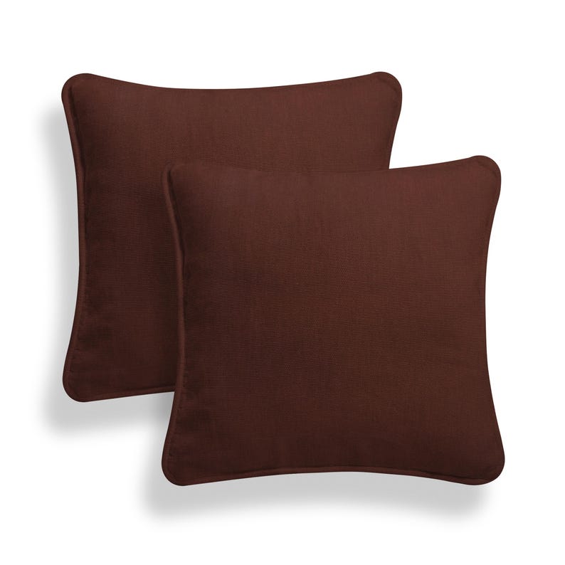 Pack of 2 Plain Dyed Cotton Cushion Covers Duck Quality Attractive Colours in Multiple Sizes 16’’ 18’’ 20’’ Chocolate