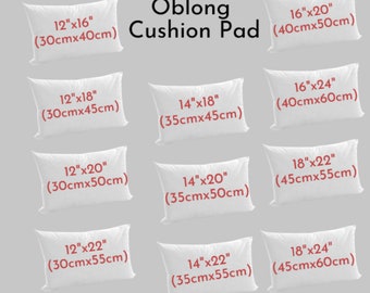 Oblong Cushion Pad Rectangular Shape Hollowfiber Cushions Inserts Inners Scatter Filler Multiple Sizes