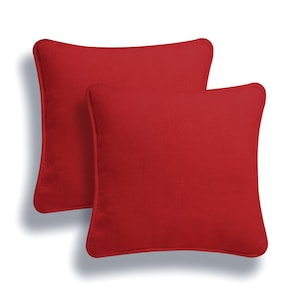 Pack of 2 Plain Dyed Cotton Cushion Covers Duck Quality Attractive Colours in Multiple Sizes 16’’ 18’’ 20’’ Red