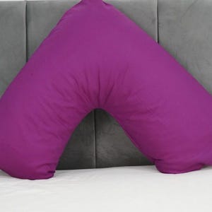V Shaped Pillowcase Orthopedic Maternity Nursing Back Neck Support Pillow Cover 74x34cm Plum