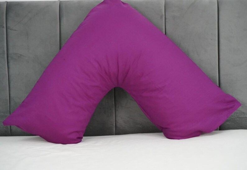 V Shaped Pillowcase Orthopedic Maternity Nursing Back Neck Support Pillow Cover 74x34cm Plum