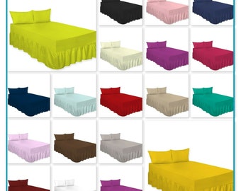 Plain Dyed Polycotton Fitted Valance Sheet Hotel Quality Super Soft Colourful Bedding in All Sizes