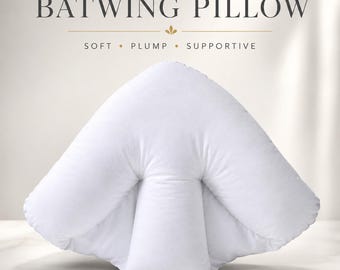 Batwing Pillow Hollowfibre Filled Soft Fluffy Cushion Orthopaedic Head Neck Back Shoulder Support