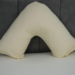 V Shaped Pillowcase Orthopedic Maternity Nursing Back Neck Support Pillow Cover 74x34cm Cream