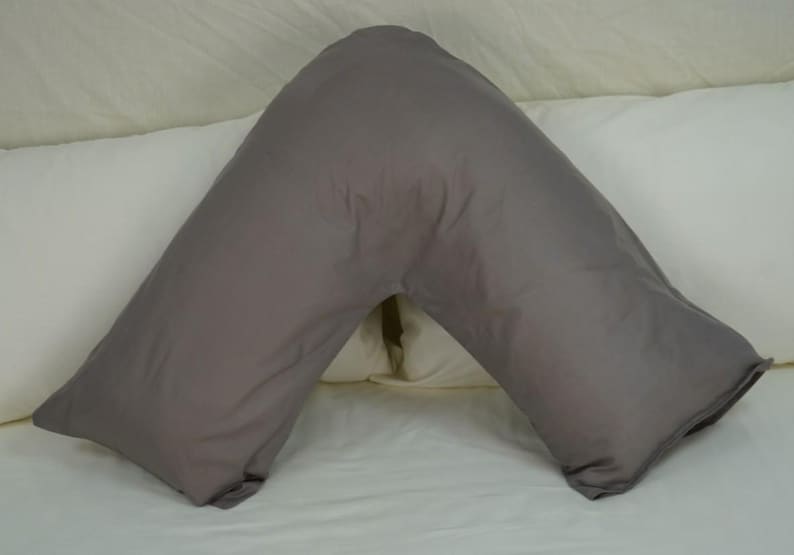 V Shaped Pillowcase Orthopedic Maternity Nursing Back Neck Support Pillow Cover 74x34cm Silver