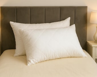 Quilted Pillows Pack of 2 Bounce Back Hollowfibre Filled Anti Allergenic Washable Ultra Soft and Fluffy Pillows