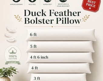 Duck Feather And Down Bolster Pillow Extra Filled Pregnancy Maternity Full Body Support Pillows