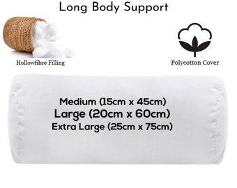 Round Bolster Pillow Hollowfibre  Extra Filled Round Shape Long Cushion Full body Support Round Pillow