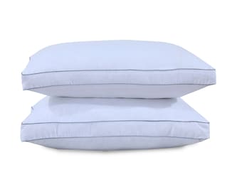 Box Pillow Hollowfiber Filled 100% Cotton Zipped Cover Gusseted Bed Pillows Available In 2 Sizes