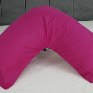 V Shaped Pillowcase Orthopedic Maternity Nursing Back Neck Support Pillow Cover 74x34cm Fuschia