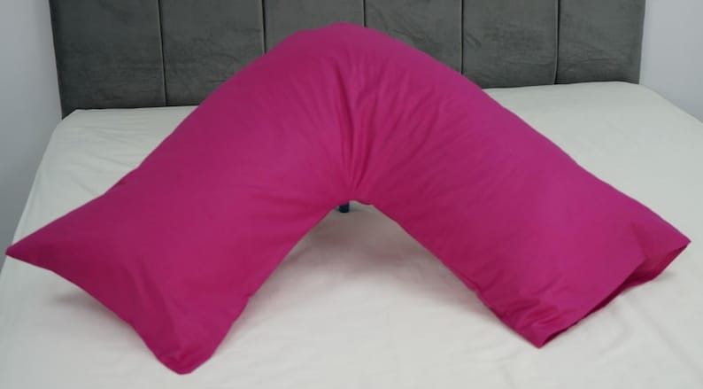 V Shaped Pillowcase Orthopedic Maternity Nursing Back Neck Support Pillow Cover 74x34cm Fuschia