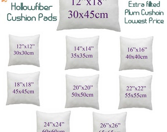 100% Hollowfibre Cushion Pad Fillers Inners Inserts Square Cushions Extra Bounce Non Allergenic Available in 14"16"18"20"22"24"26"