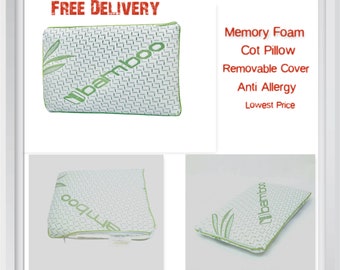 Bamboo Memory Foam Cot Pillow Super Soft Kids, Junior Toddler Pillow 40cmx25cm