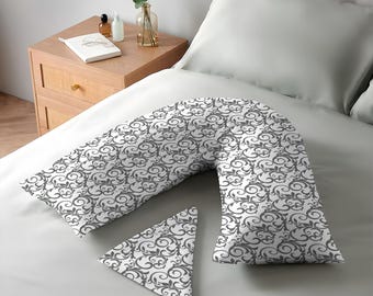 Printed V Shape Pillowcase Polycotton Cover Back Neck Support Attractive Pattern 74x34cm