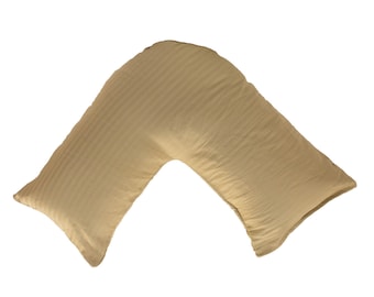 Luxury TC300 Egyptian Cotton Satin Striped V Pillowcases Super Soft Best for Maternity/Pregnancy/Nursing Use Orthopaedic Only V Pillowcase.