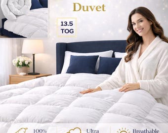 Duck Feather and Down Duvet Quilt Warm Extra Filled Anti-Allergenic Cosy Duvet 13.5 Tog Single, Double, King, Superking