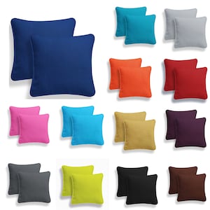 Pack of 2 Plain Dyed Cotton Cushion Covers Duck Quality Attractive Colours in Multiple Sizes 16’’ 18’’ 20’’