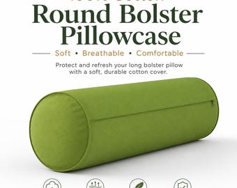 Round Shaped Bolster Pillowcase Long Body Support Orthopedic 100% Cotton Pillow Cover in 3 Sizes