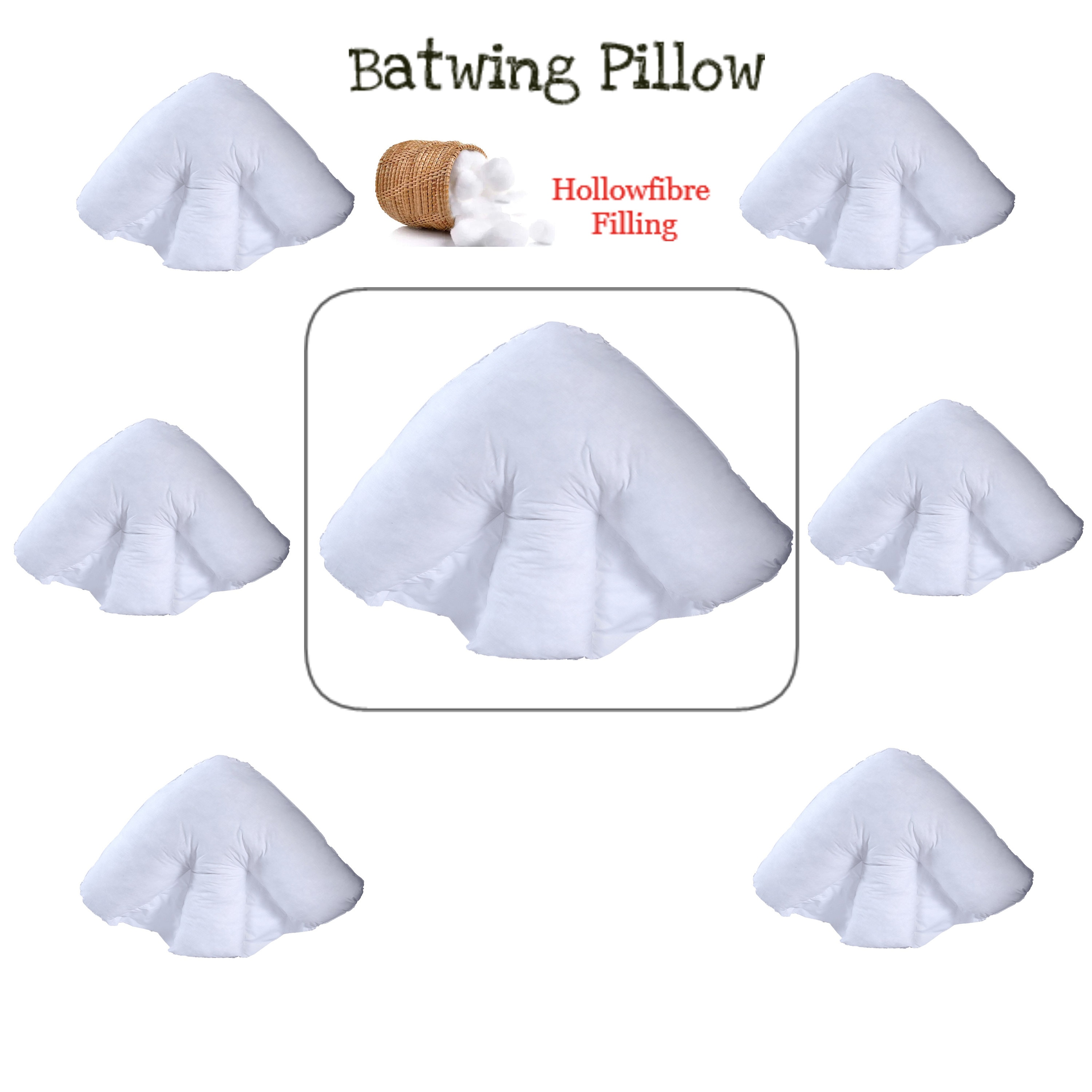 Batwing Pillow Hollowfibre Filled Soft Fluffy Cushion Orthopaedic Head Neck Back Shoulder Support Etsy