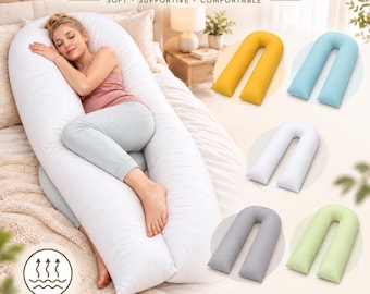 Hollowfibre 9FT U Shaped Pillow with Free Pillowcase Maternity Pregnancy Pain Relief Body Support Pillow In Attractive 5 Colours