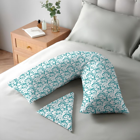 Printed V Shape Pillowcase Polycotton Cover Back Neck Support Attractive Pattern 74x34cm