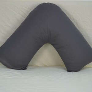 V Shaped Pillowcase Orthopedic Maternity Nursing Back Neck Support Pillow Cover 74x34cm Charcol