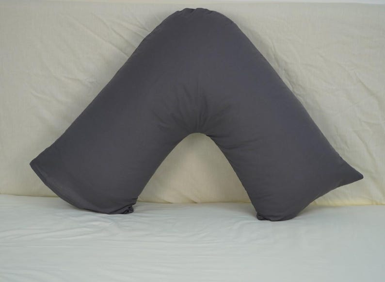 V Shaped Pillowcase Orthopedic Maternity Nursing Back Neck Support Pillow Cover 74x34cm Charcol