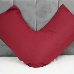 V Shaped Pillowcase Orthopedic Maternity Nursing Back Neck Support Pillow Cover 74x34cm Burgundy