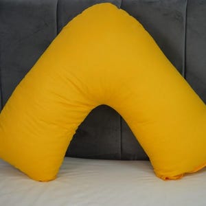 V Shaped Pillowcase Orthopedic Maternity Nursing Back Neck Support Pillow Cover 74x34cm Mustard