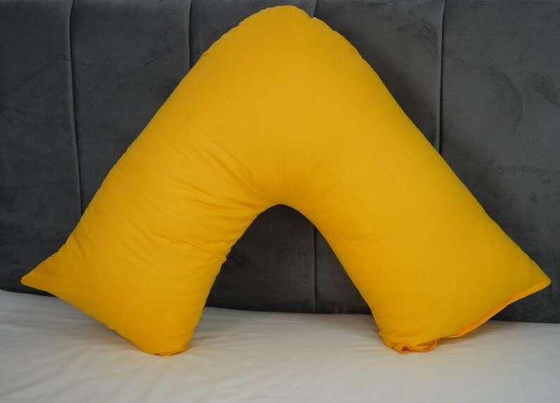 V Shaped Pillowcase Orthopedic Maternity Nursing Back Neck Support Pillow Cover 74x34cm Mustard