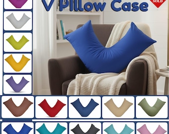 Polycotton V Shaped Pillowcase Orthopedic V Cover for V Pillow Head Neck Support 74x34cm