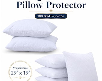 Pillow Protectors Quilted Polycotton 100 GSM Zipped Pillowcases Pack of 2,4 White Cover 29”x19”