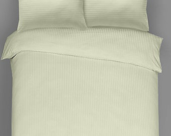 Satin Stripe Duvet Cover TC-300 100% Egyptian Cotton Luxury Soft Quilt Bedding Set with Pillowcase In all Sizes