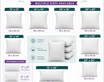 Hollowfibre Inner Cushion Pads Inserts Scatters Filler Extra Filled Plump Cushions in Multiple Sizes
