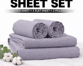 Thermal Flannelette Sheet Set 100% Brushed Cotton 4PC Fitted Sheet/Flat Sheet/ Pair of Pillowcases Warm Bedding Set