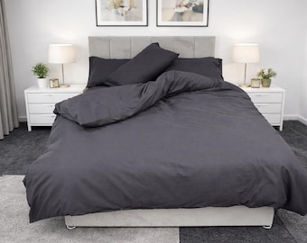 Polycotton Plain Dyed Duvet Quilt Cover Bedding Set with Matching Pillowcases Single ,Double, King, Super King