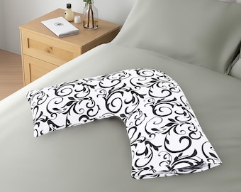 Hollowfibre V Pillow with Polycotton V Shaped Free Beautiful Printed V Pillowcase Orthopaedic Neck Shoulder Back Maternity Support Pillows.