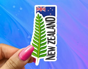 New Zealand Flag & Fern Gloss Vinyl Sticker