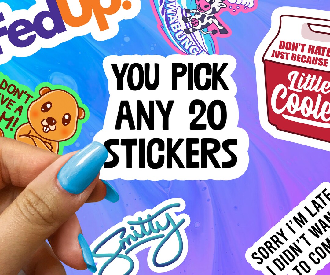 Pick Any 20 Stickers: Glossy Vinyl Decals for Laptop, Water Bottle - Etsy