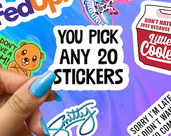 Pick Any 20 Stickers: Glossy Vinyl Decals for Laptop, Water Bottle
