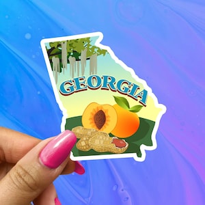 Georgia State Sticker, Georgia Decal, State Laptop Stickers, Waterproof Vinyl Stickers, Aesthetic State Stickers