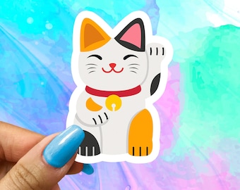 Calico Lucky Cat Vinyl Sticker: Japanese Asian Style