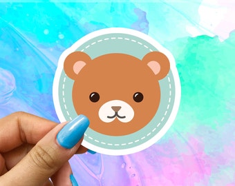 Adorable Bear Stickers, Cute Animal Stickers, Vinyl Laptop Stickers, Water Bottle Sticker, Aesthetic Stickers