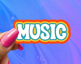 Retro Music Sticker: Waterproof Hippie Decal