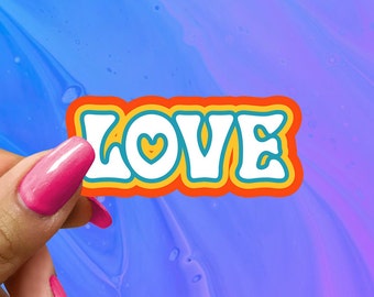 Retro 'Love' Sticker: Waterproof Hippie Decal