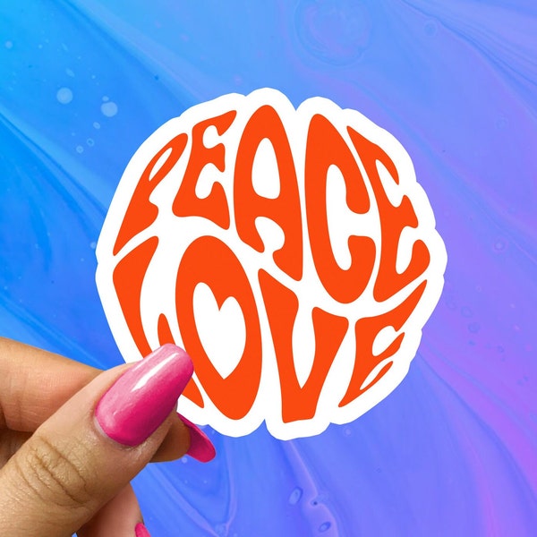 Hippie Peace Sign Sticker, Peace Sticker, Retro Hippie Sticker, Hippie Life Decal, Waterproof Water Bottle Sticker, Love Sticker