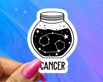 Celestial Cancer Zodiac Sticker: Glossy Astrology Decal